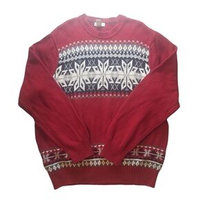 Dockers Vintage Snowflake Fair Isle Cotton Sweater Size XL EUC